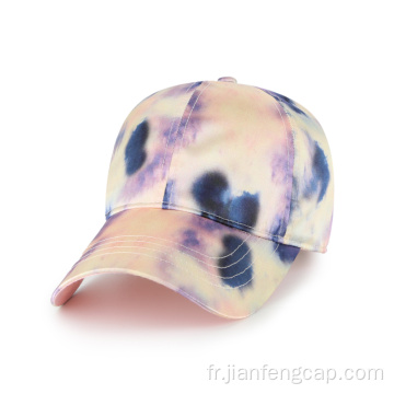 Casquette de baseball vierge colorée en satin tie dye